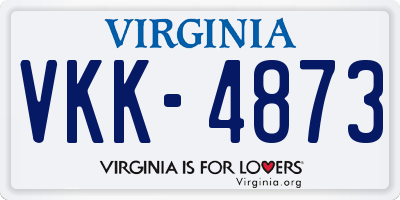 VA license plate VKK4873