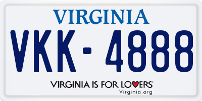 VA license plate VKK4888
