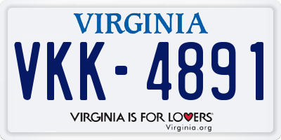 VA license plate VKK4891