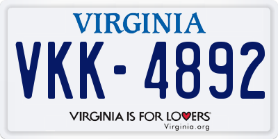 VA license plate VKK4892