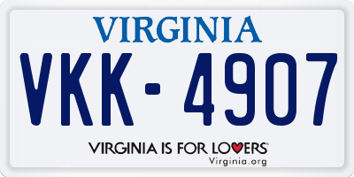 VA license plate VKK4907