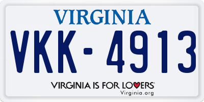 VA license plate VKK4913