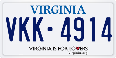 VA license plate VKK4914