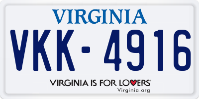VA license plate VKK4916