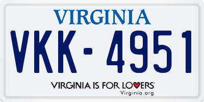 VA license plate VKK4951