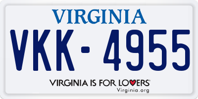 VA license plate VKK4955