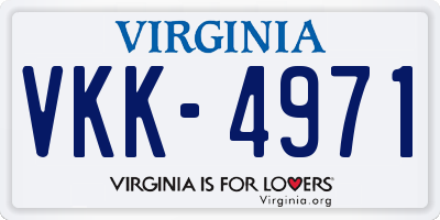 VA license plate VKK4971