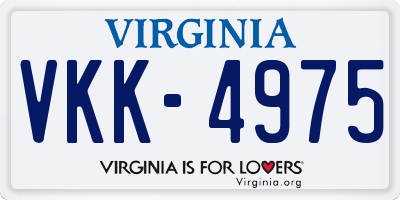 VA license plate VKK4975