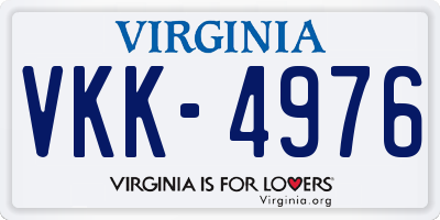 VA license plate VKK4976