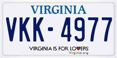 VA license plate VKK4977