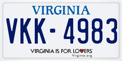 VA license plate VKK4983