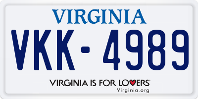 VA license plate VKK4989
