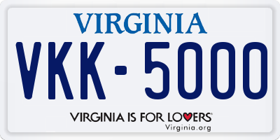 VA license plate VKK5000