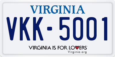 VA license plate VKK5001