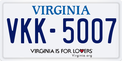 VA license plate VKK5007