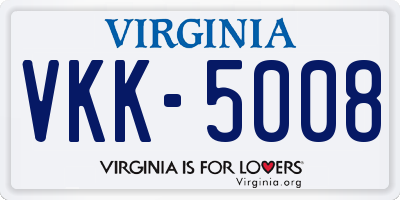 VA license plate VKK5008