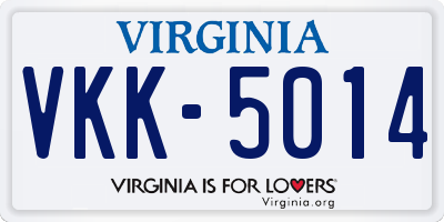 VA license plate VKK5014