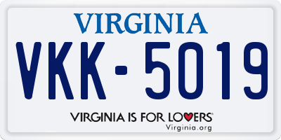 VA license plate VKK5019