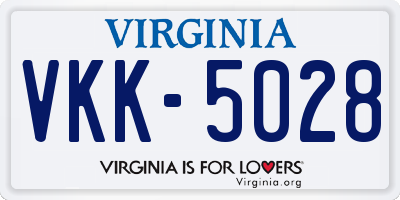VA license plate VKK5028
