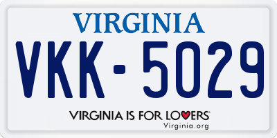 VA license plate VKK5029