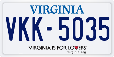 VA license plate VKK5035