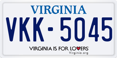 VA license plate VKK5045