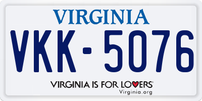 VA license plate VKK5076