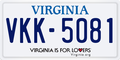 VA license plate VKK5081