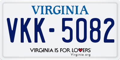 VA license plate VKK5082