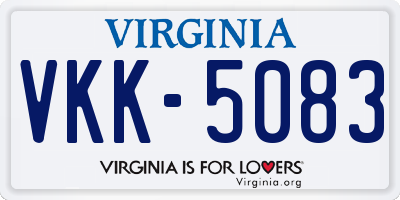 VA license plate VKK5083