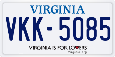 VA license plate VKK5085