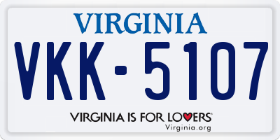 VA license plate VKK5107