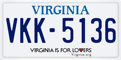 VA license plate VKK5136