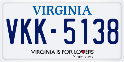 VA license plate VKK5138