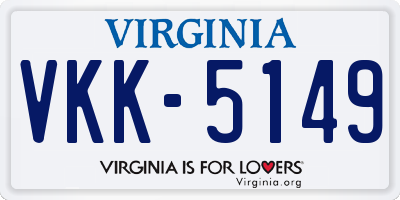 VA license plate VKK5149