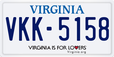 VA license plate VKK5158