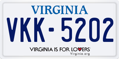 VA license plate VKK5202