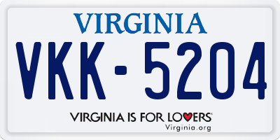 VA license plate VKK5204