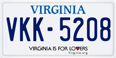 VA license plate VKK5208