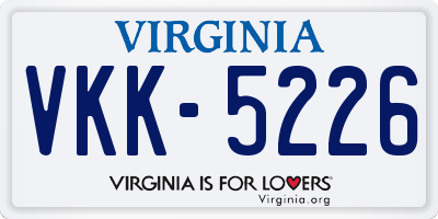 VA license plate VKK5226