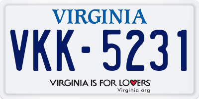 VA license plate VKK5231