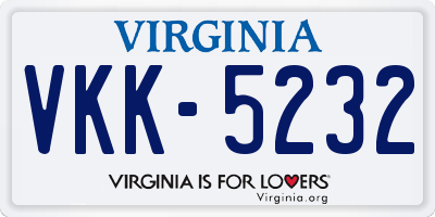 VA license plate VKK5232