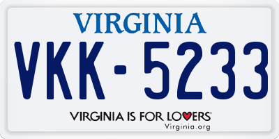 VA license plate VKK5233