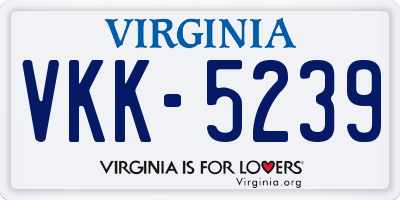 VA license plate VKK5239