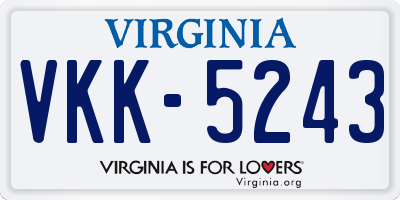 VA license plate VKK5243