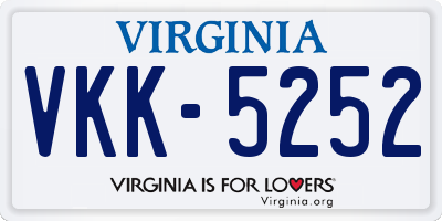 VA license plate VKK5252