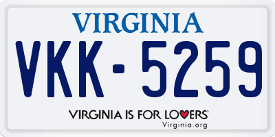 VA license plate VKK5259