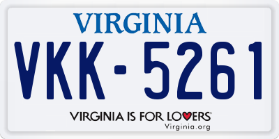 VA license plate VKK5261