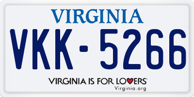 VA license plate VKK5266