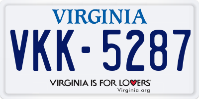 VA license plate VKK5287